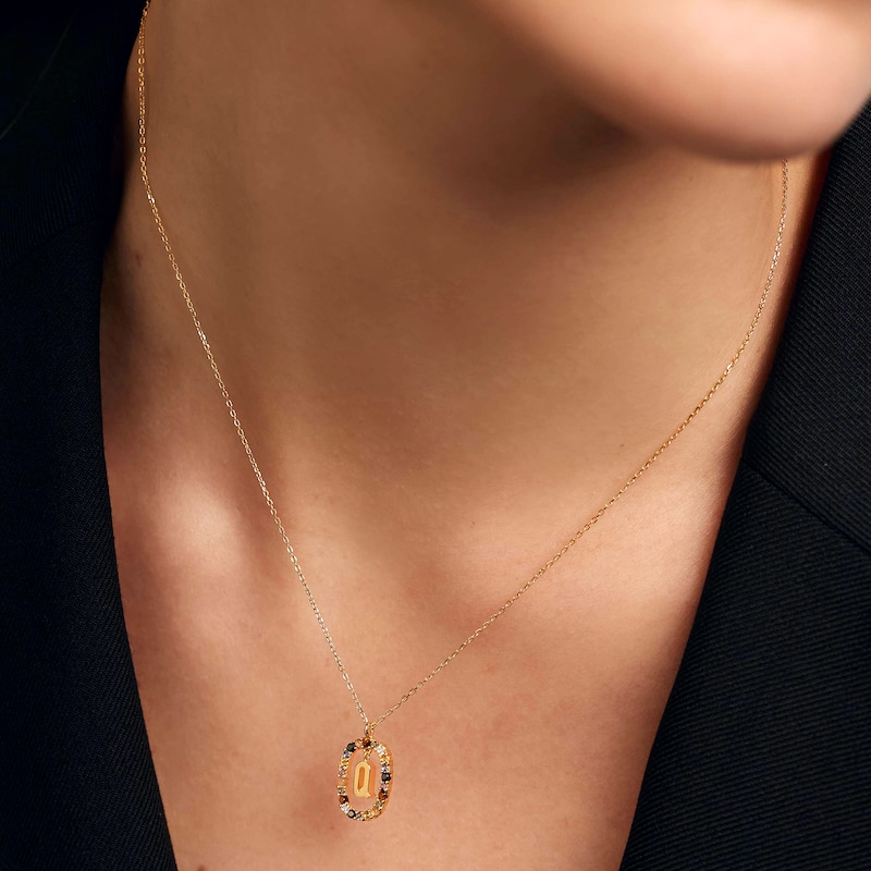 Main Image 4 of PDPAOLA™ at Zales Multi-Color "Q" Pendant in Sterling Silver with 18K Gold Plate