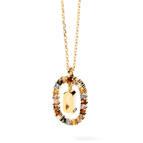 PDPAOLAâ¢ at Zales Multi-Color "Q" Pendant in Sterling Silver with 18K Gold Plate