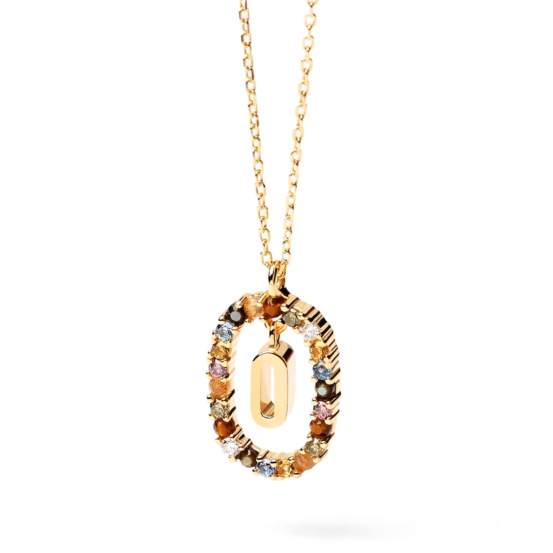 PDPAOLA™ at Zales Multi-Color "O" Pendant in Sterling Silver with 18K Gold Plate