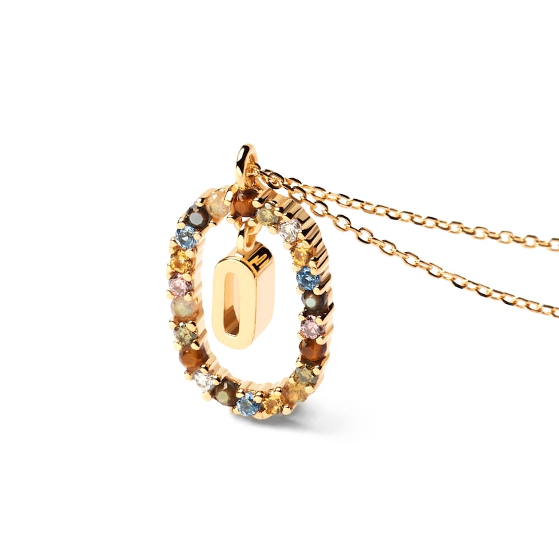 Main Image 3 of PDPAOLA™ at Zales Multi-Color "O" Pendant in Sterling Silver with 18K Gold Plate