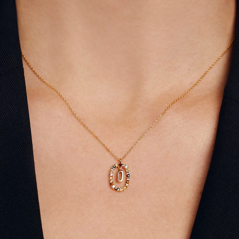 Main Image 4 of PDPAOLA™ at Zales Multi-Color "O" Pendant in Sterling Silver with 18K Gold Plate
