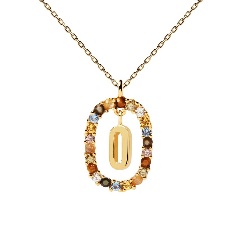 Main Image 5 of PDPAOLA™ at Zales Multi-Color "O" Pendant in Sterling Silver with 18K Gold Plate