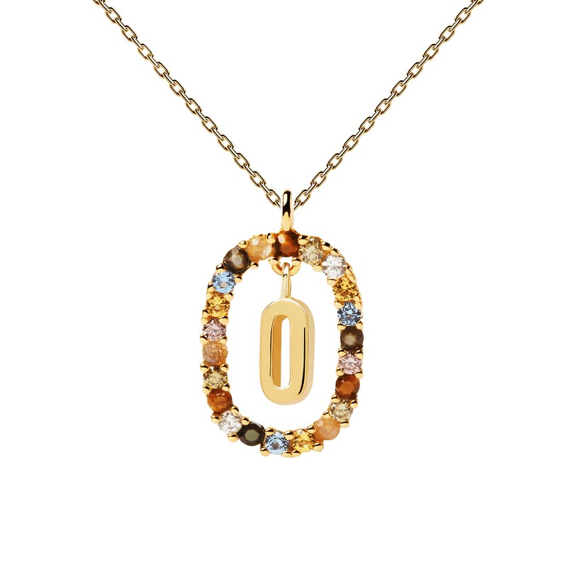 PDPAOLA™ at Zales Multi-Color "O" Pendant in Sterling Silver with 18K Gold Plate