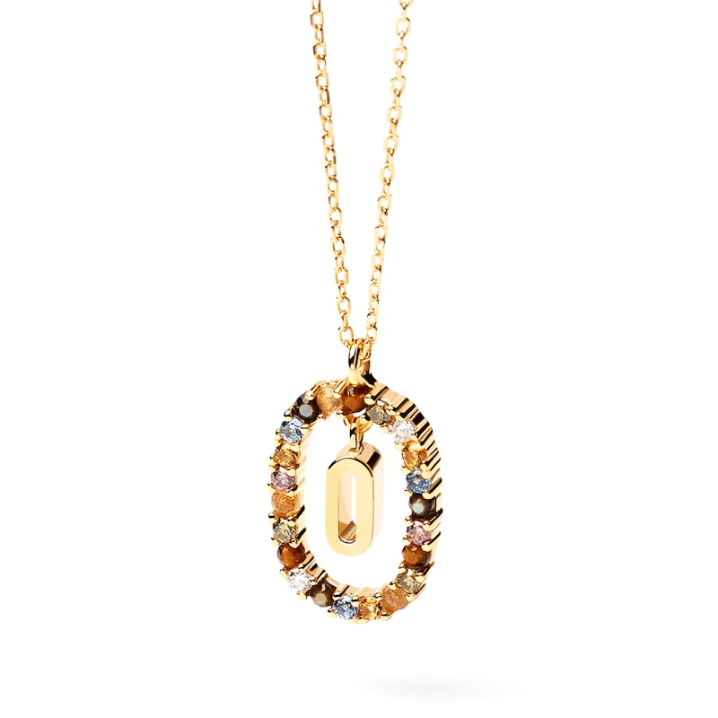 PDPAOLA™ at Zales Multi-Color "O" Pendant in Sterling Silver with 18K Gold Plate