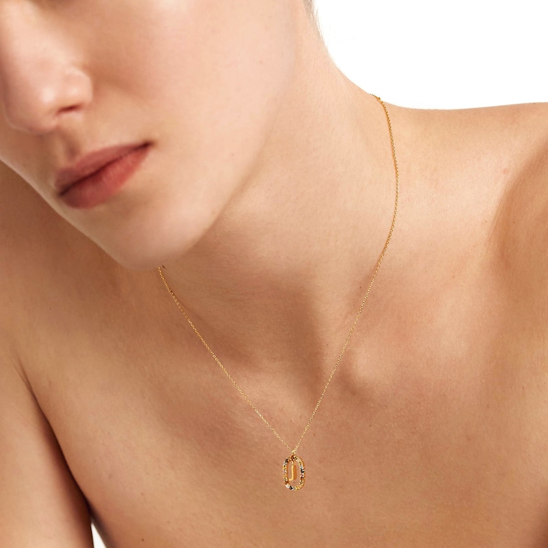 PDPAOLA™ at Zales Multi-Color "J" Pendant in Sterling Silver with 18K Gold Plate