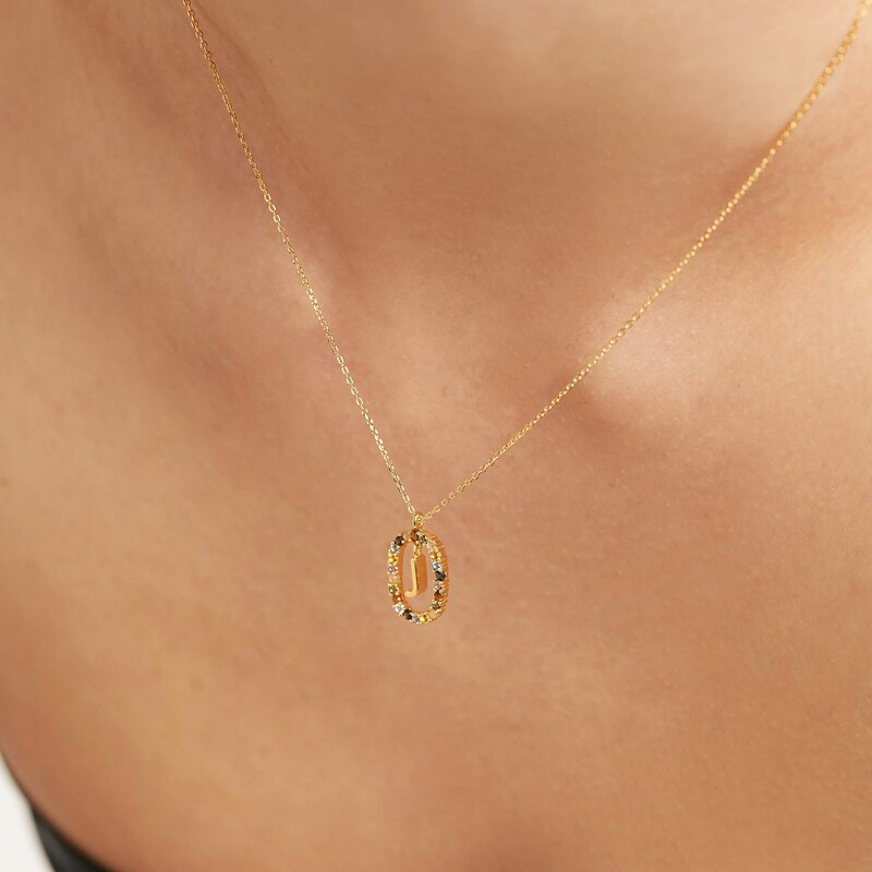 Main Image 6 of PDPAOLA™ at Zales Multi-Color "J" Pendant in Sterling Silver with 18K Gold Plate