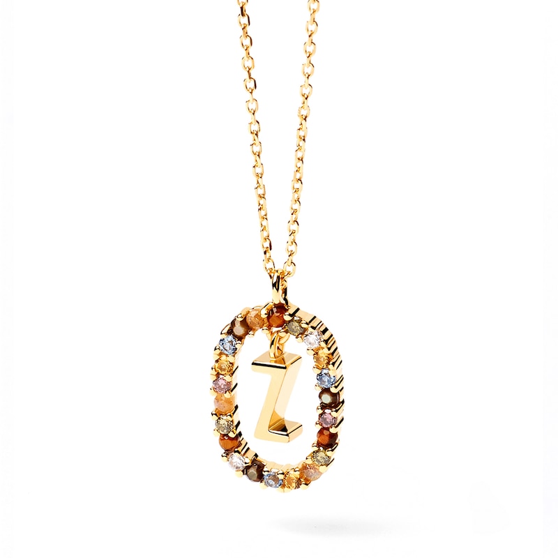 PDPAOLA™ at Zales Multi-Color "Z" Pendant in Sterling Silver with 18K Gold Plate