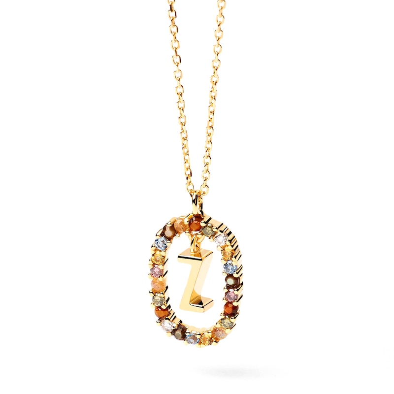 Main Image 3 of PDPAOLA™ at Zales Multi-Color "Z" Pendant in Sterling Silver with 18K Gold Plate