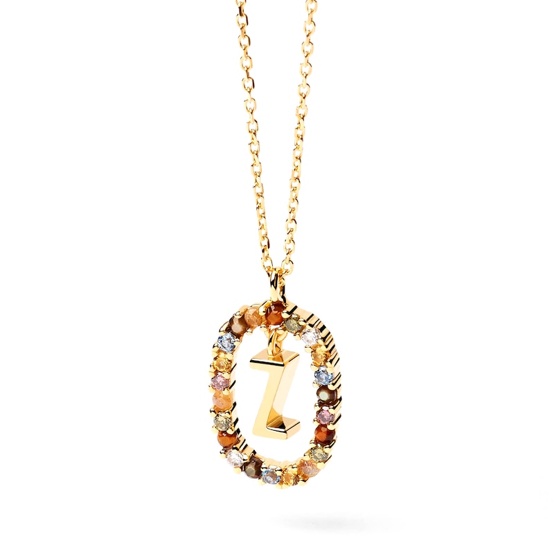 PDPAOLA™ at Zales Multi-Color "Z" Pendant in Sterling Silver with 18K Gold Plate