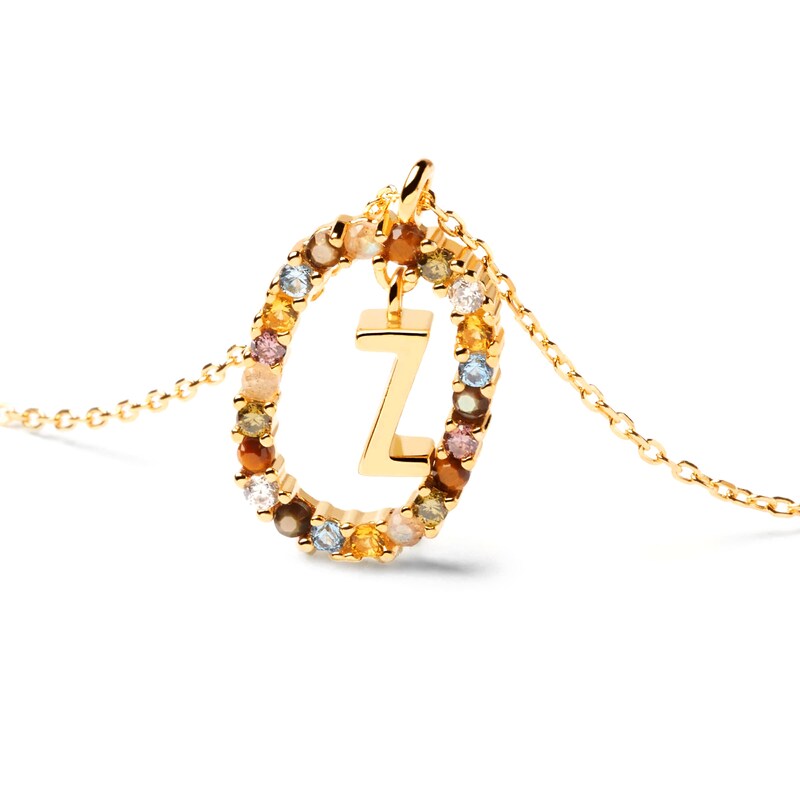 Main Image 4 of PDPAOLA™ at Zales Multi-Color "Z" Pendant in Sterling Silver with 18K Gold Plate