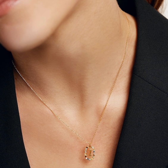 PDPAOLAâ¢ at Zales Multi-Color "Z" Pendant in Sterling Silver with 18K Gold Plate