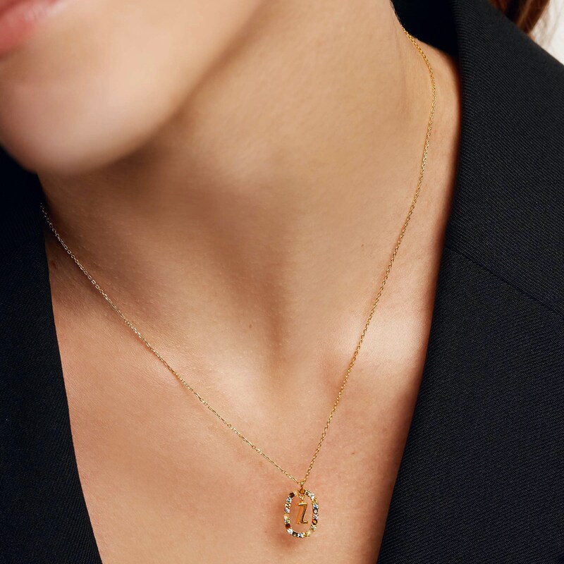 Main Image 5 of PDPAOLA™ at Zales Multi-Color "Z" Pendant in Sterling Silver with 18K Gold Plate