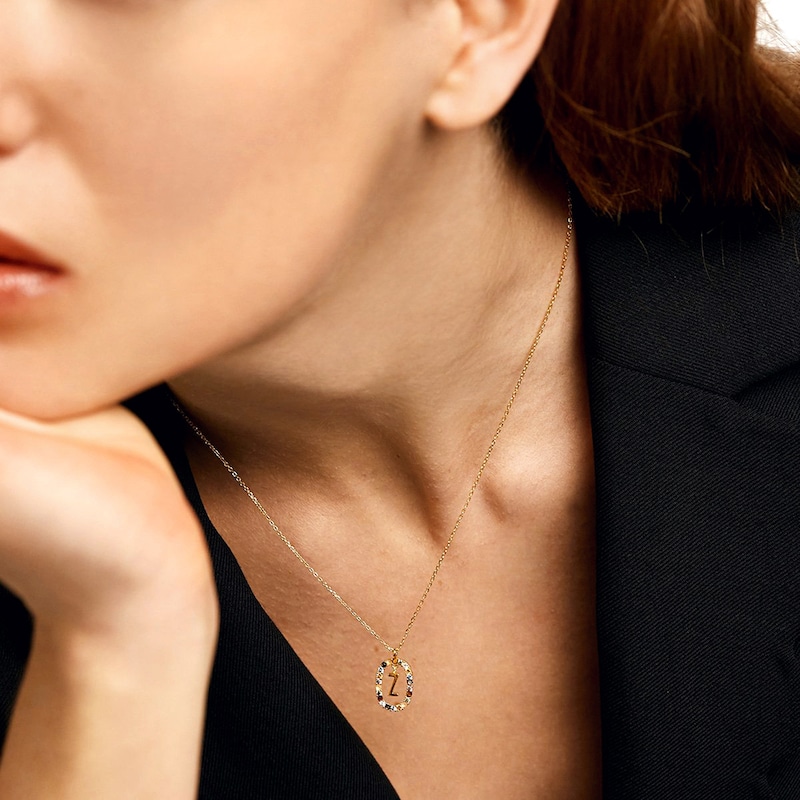 PDPAOLA™ at Zales Multi-Color "Z" Pendant in Sterling Silver with 18K Gold Plate