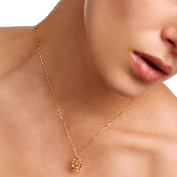 PDPAOLAâ¢ at Zales Multi-Color "L" Pendant in Sterling Silver with 18K Gold Plate