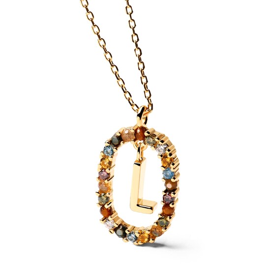 PDPAOLAâ¢ at Zales Multi-Color "L" Pendant in Sterling Silver with 18K Gold Plate