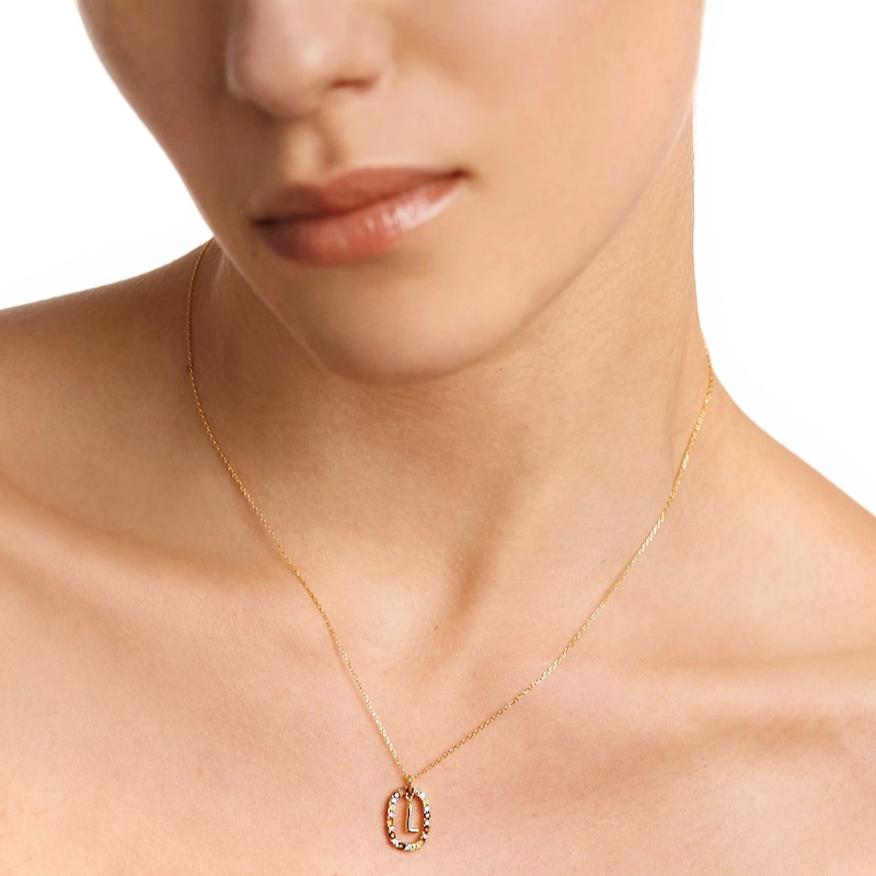 PDPAOLA™ at Zales Multi-Color "L" Pendant in Sterling Silver with 18K Gold Plate