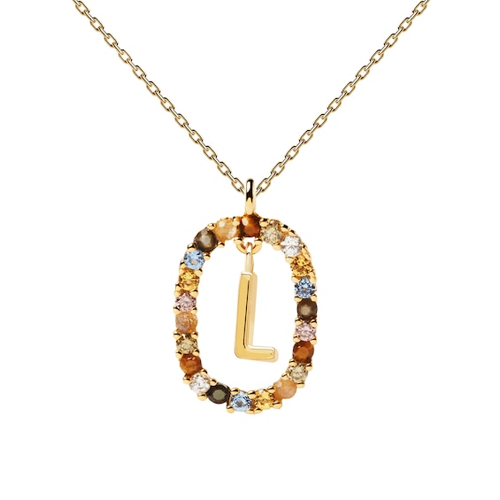 PDPAOLAâ¢ at Zales Multi-Color "L" Pendant in Sterling Silver with 18K Gold Plate