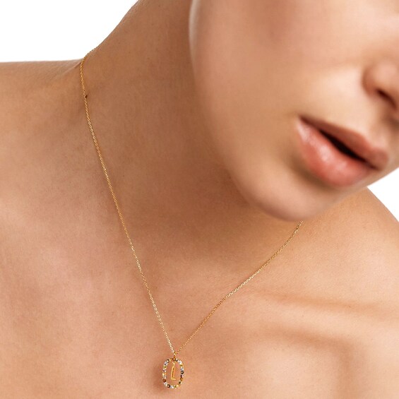 PDPAOLAâ¢ at Zales Multi-Color "L" Pendant in Sterling Silver with 18K Gold Plate