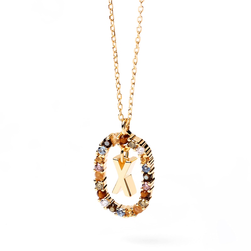 Main Image 1 of PDPAOLA™ at Zales Multi-Color "X" Pendant in Sterling Silver with 18K Gold Plate