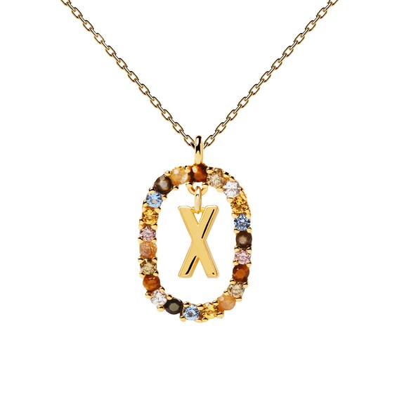 PDPAOLA™ at Zales Multi-Color "X" Pendant in Sterling Silver with 18K Gold Plate