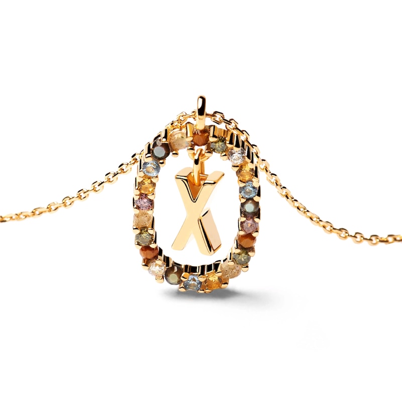 Main Image 4 of PDPAOLA™ at Zales Multi-Color "X" Pendant in Sterling Silver with 18K Gold Plate
