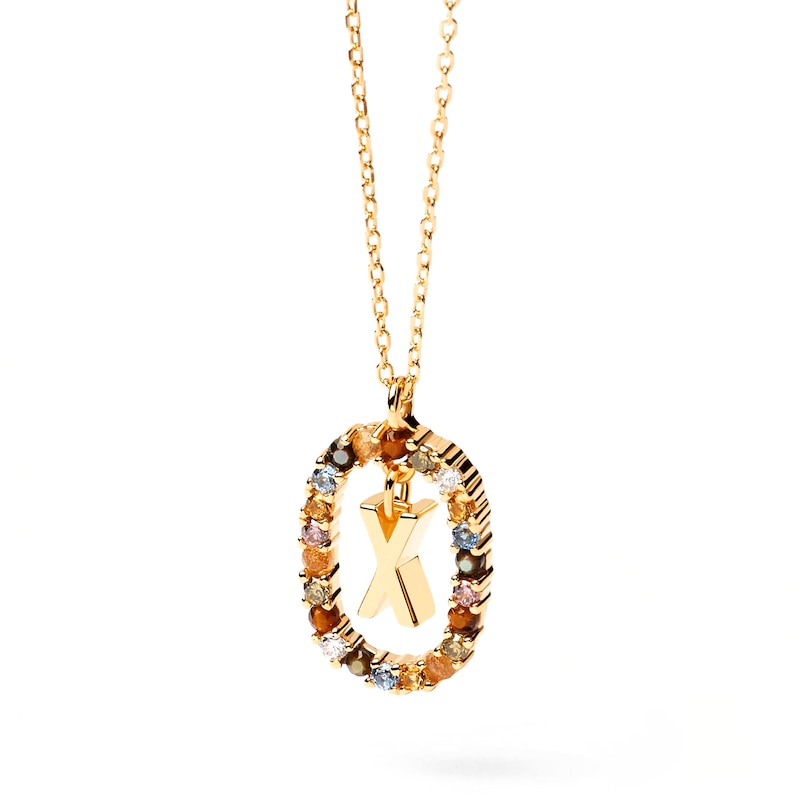 Main Image 5 of PDPAOLA™ at Zales Multi-Color "X" Pendant in Sterling Silver with 18K Gold Plate