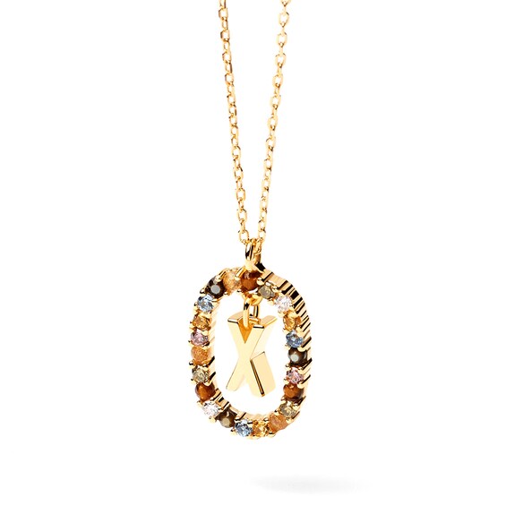 PDPAOLA™ at Zales Multi-Color "X" Pendant in Sterling Silver with 18K Gold Plate