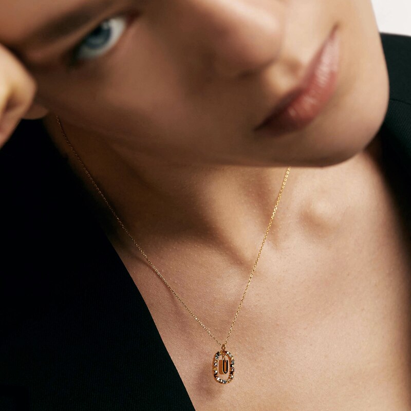 Main Image 2 of PDPAOLA™ at Zales Multi-Color "U" Pendant in Sterling Silver with 18K Gold Plate