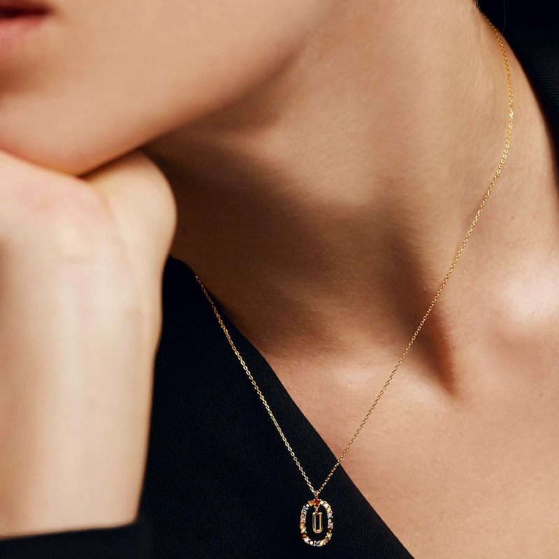 Main Image 3 of PDPAOLA™ at Zales Multi-Color "U" Pendant in Sterling Silver with 18K Gold Plate
