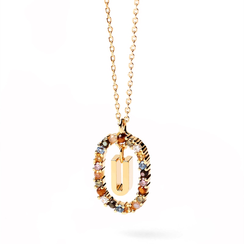 Main Image 4 of PDPAOLA™ at Zales Multi-Color "U" Pendant in Sterling Silver with 18K Gold Plate