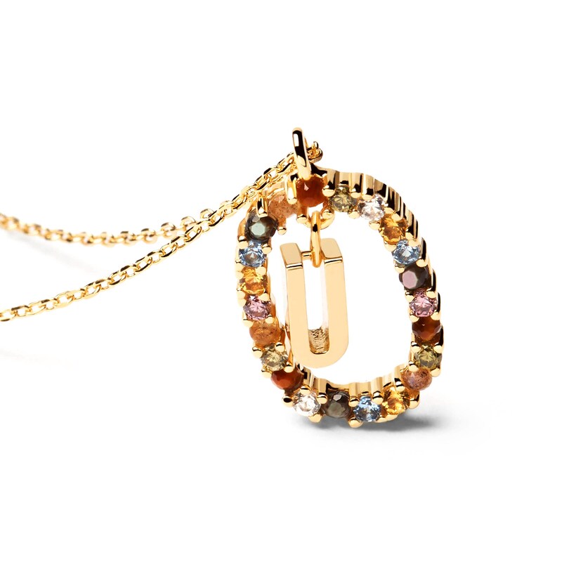 Main Image 5 of PDPAOLA™ at Zales Multi-Color "U" Pendant in Sterling Silver with 18K Gold Plate