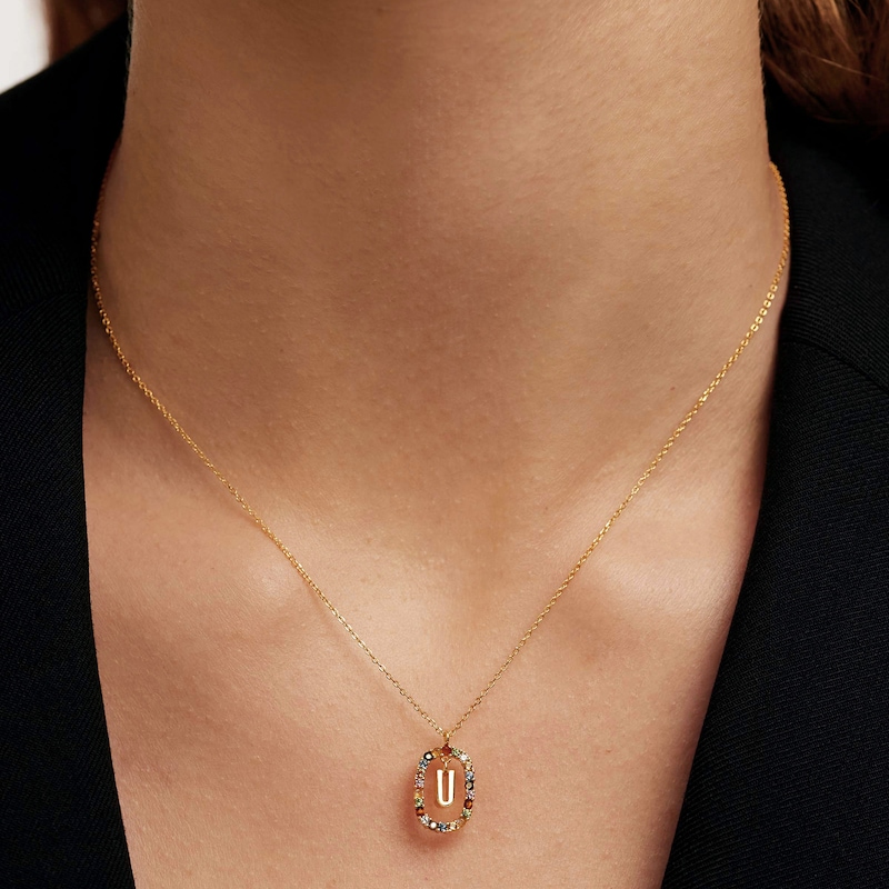 Main Image 6 of PDPAOLA™ at Zales Multi-Color "U" Pendant in Sterling Silver with 18K Gold Plate