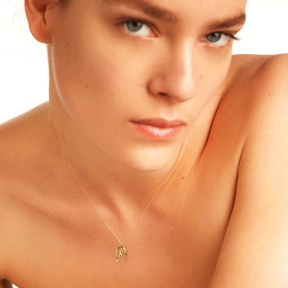 PDPAOLA™ at Zales Multi-Color "N" Pendant in Sterling Silver with 18K Gold Plate