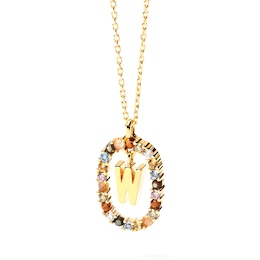 PDPAOLA™ at Zales Multi-Color &quot;W&quot; Pendant in Sterling Silver with 18K Gold Plate