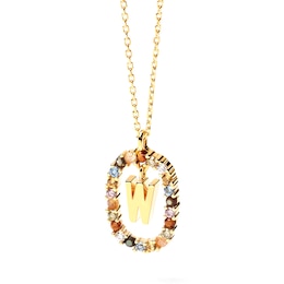 PDPAOLA™ at Zales Multi-Color "W" Pendant in Sterling Silver with 18K Gold Plate