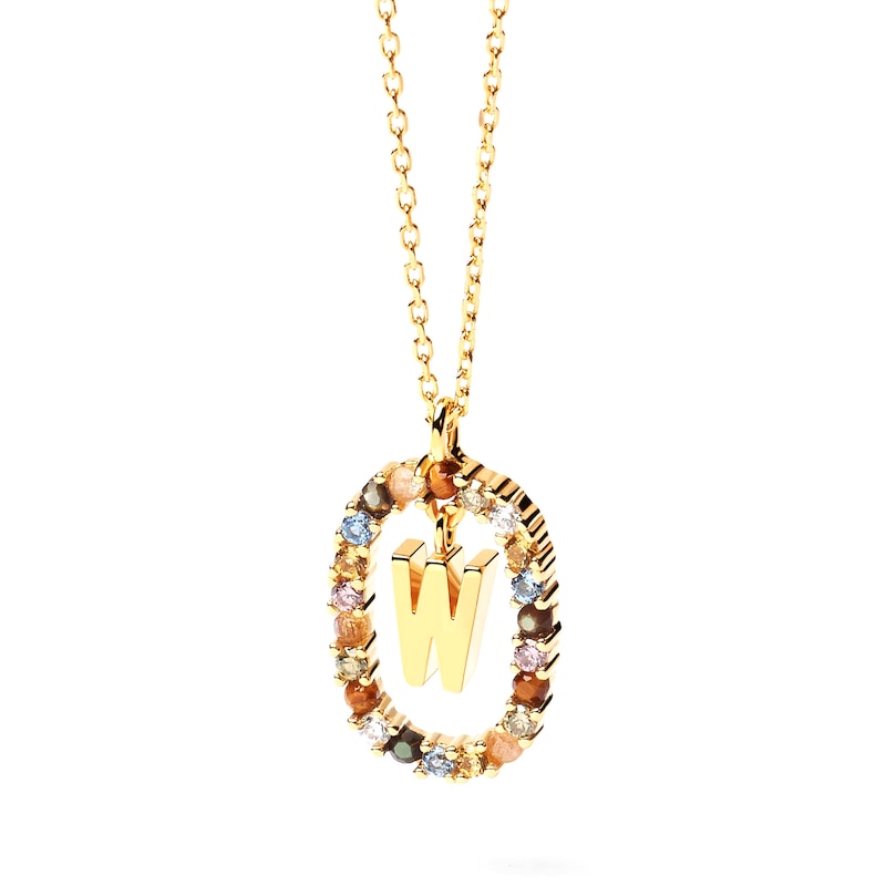 Main Image 3 of PDPAOLA™ at Zales Multi-Color "W" Pendant in Sterling Silver with 18K Gold Plate