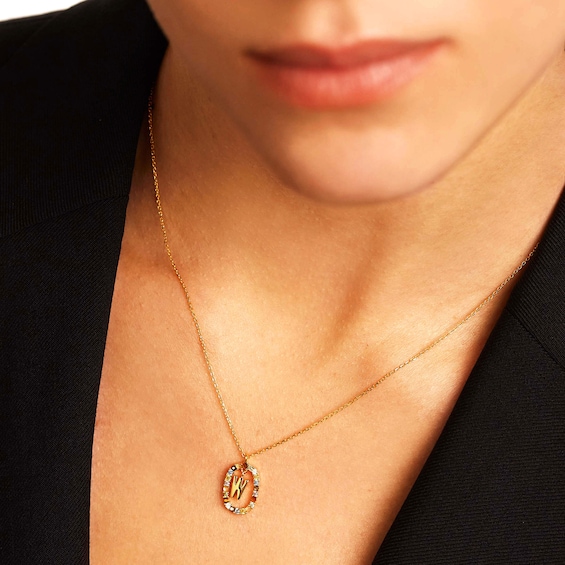 PDPAOLA™ at Zales Multi-Color "W" Pendant in Sterling Silver with 18K Gold Plate