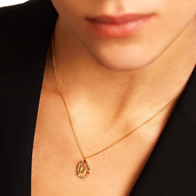 PDPAOLA™ at Zales Multi-Color "W" Pendant in Sterling Silver with 18K Gold Plate