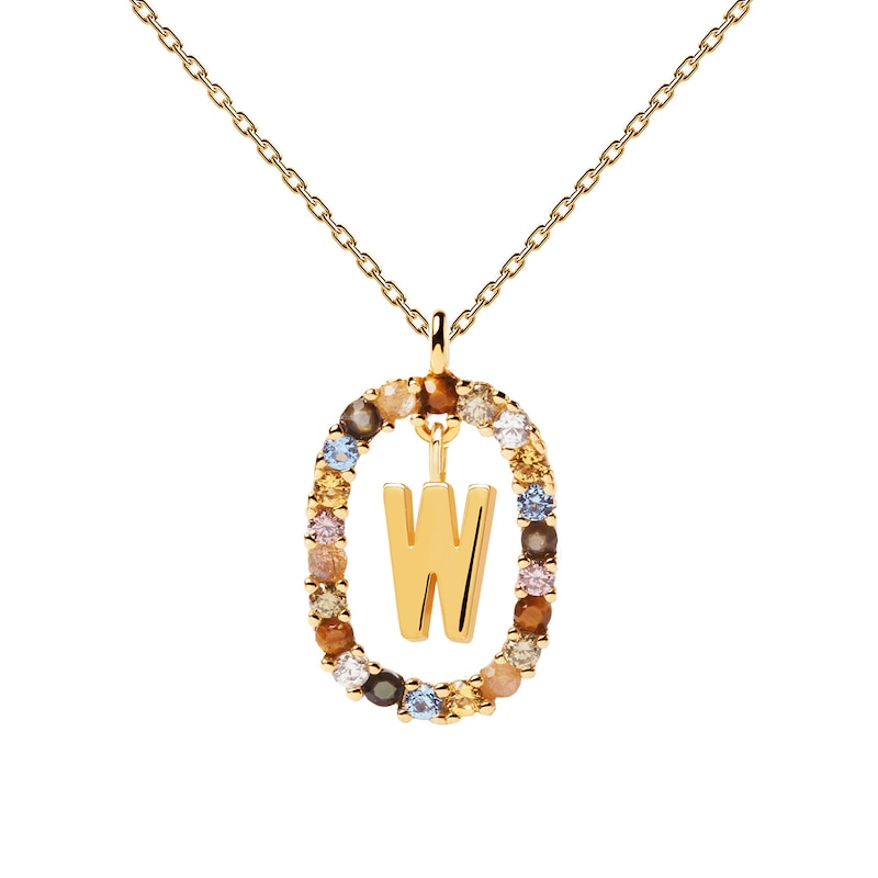 PDPAOLA™ at Zales Multi-Color "W" Pendant in Sterling Silver with 18K Gold Plate