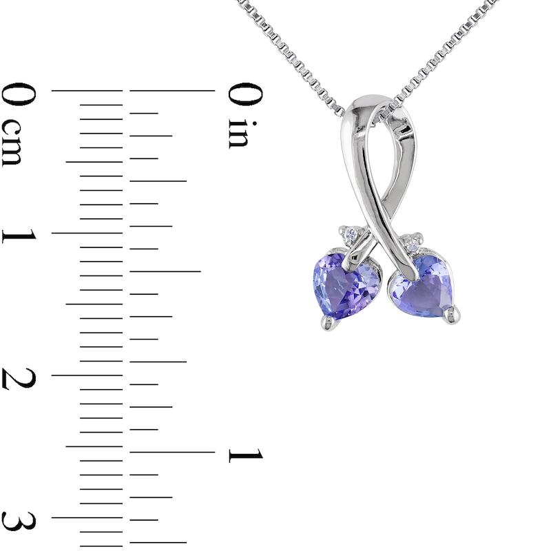 Main Image 3 of 5.0mm Heart-Shaped Tanzanite and Diamond Accent Loop Pendant in Sterling Silver