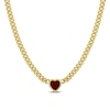 Thumbnail Image 0 of 8.0mm Heart-Shaped Lab-Created Ruby Solitaire Curb Chain Necklace in Sterling Silver with Yellow Rhodium