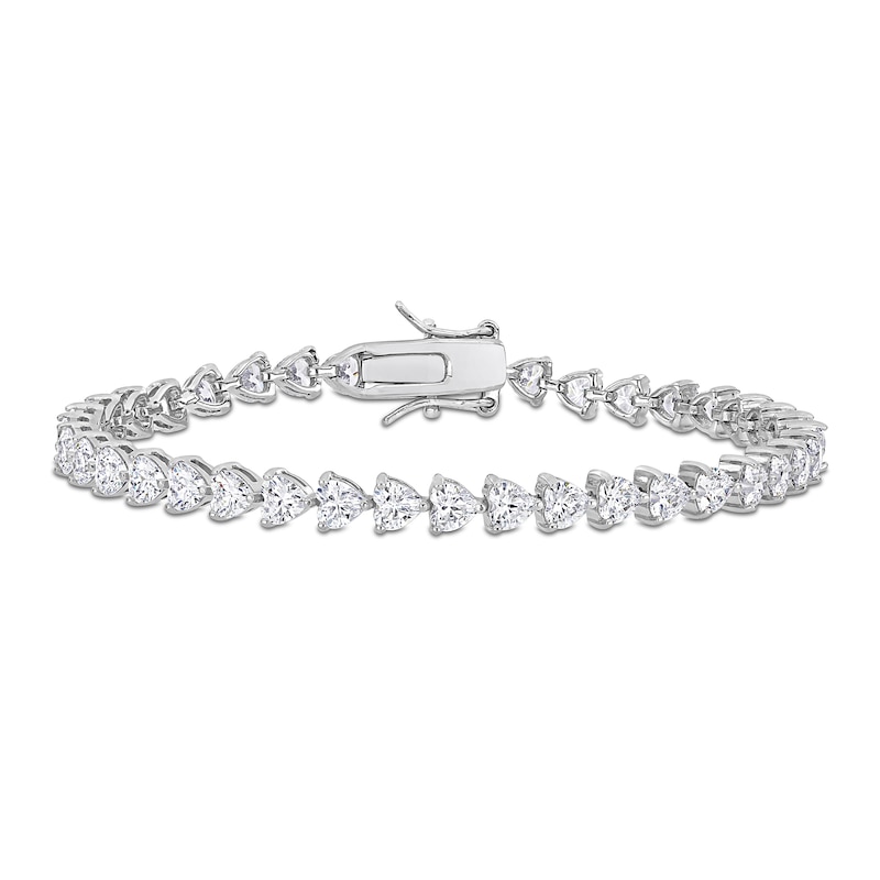 4.0mm Heart-Shaped White Lab-Created Sapphire Tennis Bracelet in Sterling Silver - 7.5"