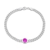 Thumbnail Image 1 of 7.0mm Pink Lab-Created Sapphire Solitaire Curb Chain Bracelet in Sterling Silver - 7.5"