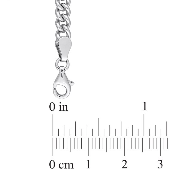 7.0mm Pink Lab-Created Sapphire Solitaire Curb Chain Bracelet in Sterling Silver - 7.5"