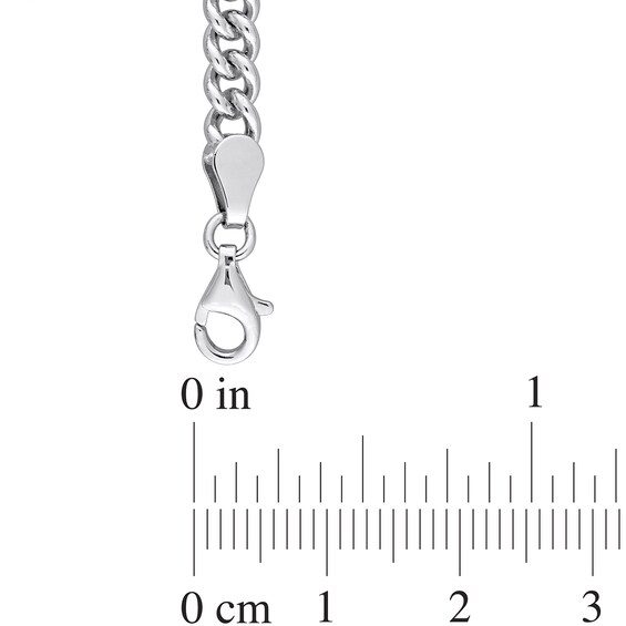 7.0mm White Lab-Created Sapphire Solitaire Curb Chain Necklace in Sterling Silver - 17.5"
