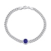 Thumbnail Image 0 of 7.0mm Blue Lab-Created Sapphire Solitaire Curb Chain Bracelet in Sterling Silver - 7.5"