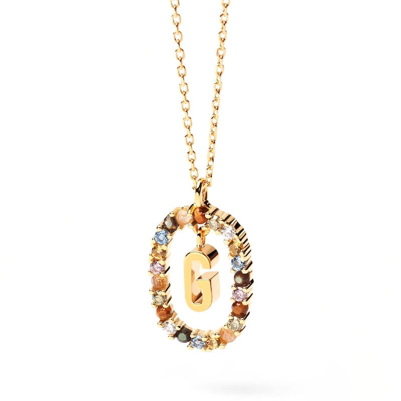 Main Image 1 of PDPAOLA™ at Zales Multi-Color "G" Pendant in Sterling Silver with 18K Gold Plate