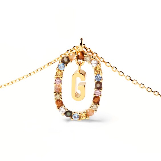 PDPAOLAâ¢ at Zales Multi-Color "G" Pendant in Sterling Silver with 18K Gold Plate