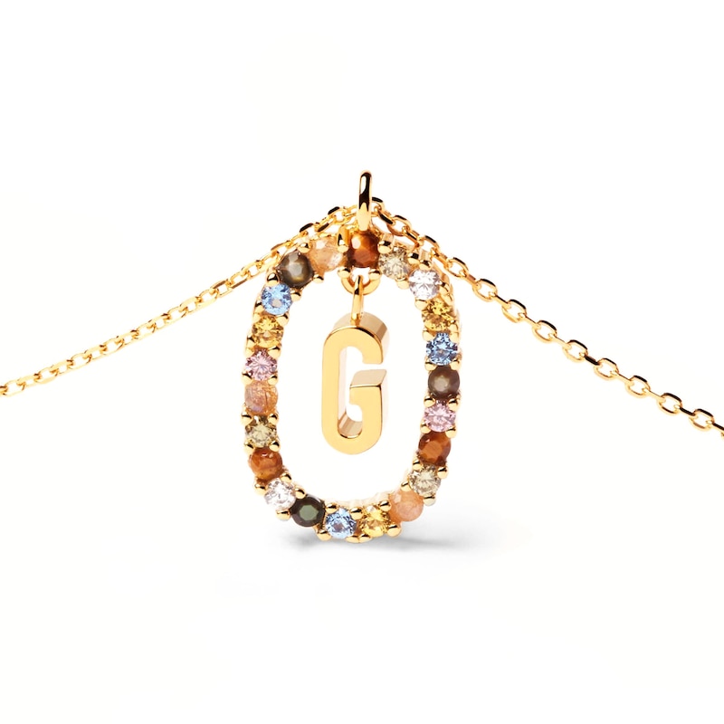 Main Image 3 of PDPAOLA™ at Zales Multi-Color "G" Pendant in Sterling Silver with 18K Gold Plate