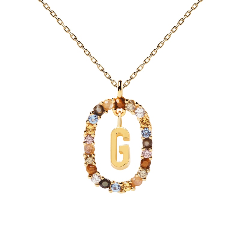 Main Image 5 of PDPAOLA™ at Zales Multi-Color "G" Pendant in Sterling Silver with 18K Gold Plate